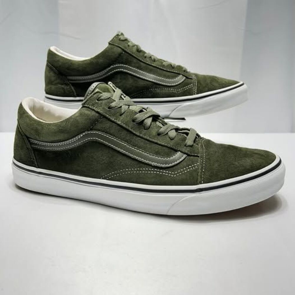 Mens Vans Old Skool Pig Suede Olive Green Water Repellent Sneakers 13